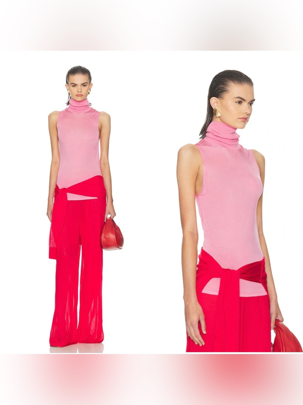 NWT HELSA Arlena Sleveeveless Turtleneck in Pink